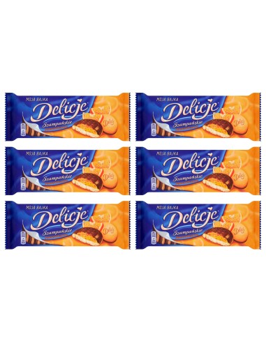 6x Biscuits à la gelée d'orange Delicje Szampanskie 147g