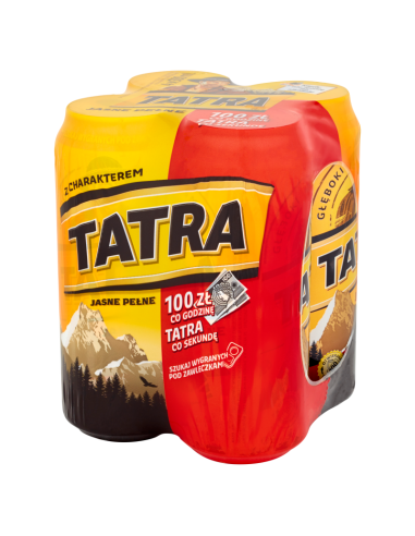4x Piwo jasne pełne Tatra puszka 500ml